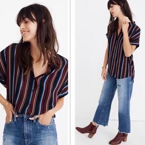 Madewell Central Drapey Oversized Shirt In Menford Stripe Top XS